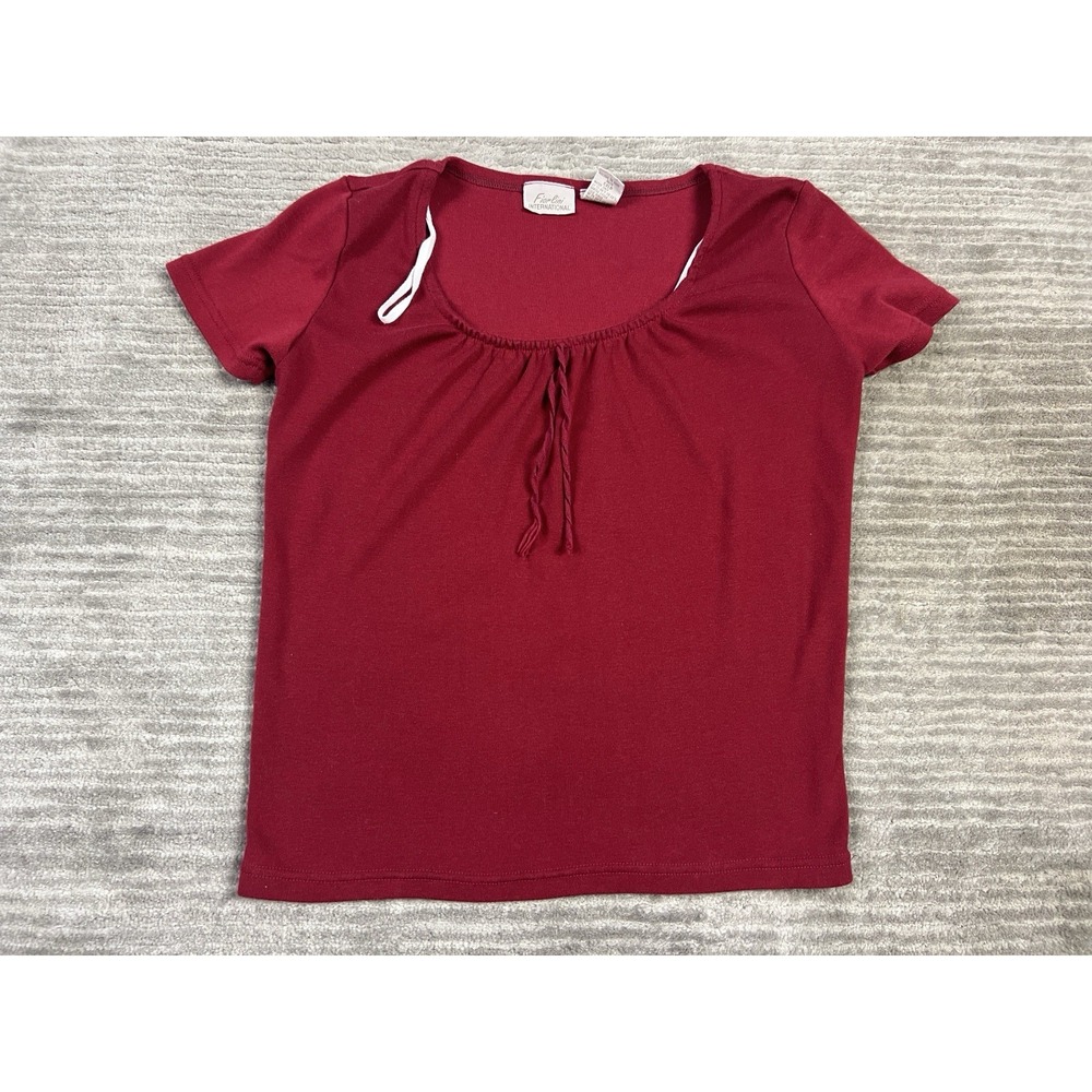 Fiorlini International Top‎ Womens Small Red Short Sleeve Polyester Blend